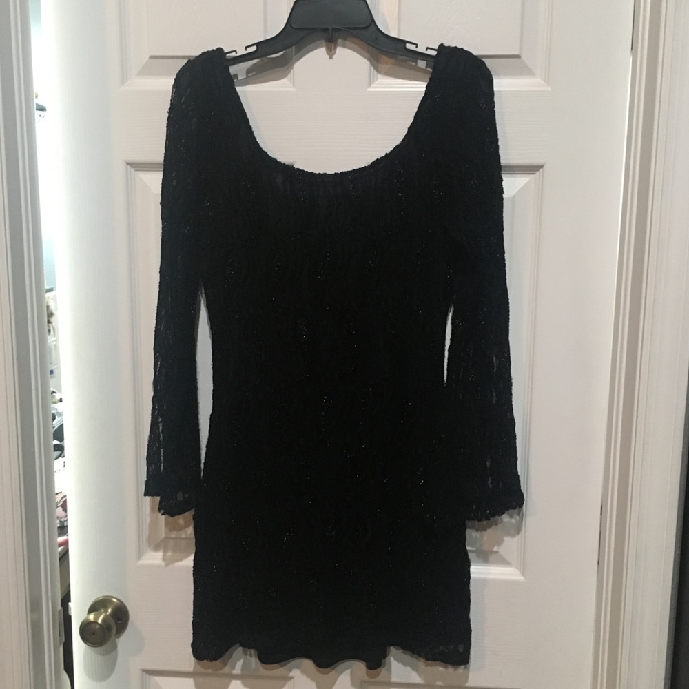 Gorgeous black lace dress with bell sleeves